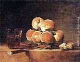Jean Baptiste Simeon Chardin Famous Paintings - A Basket of Peaches